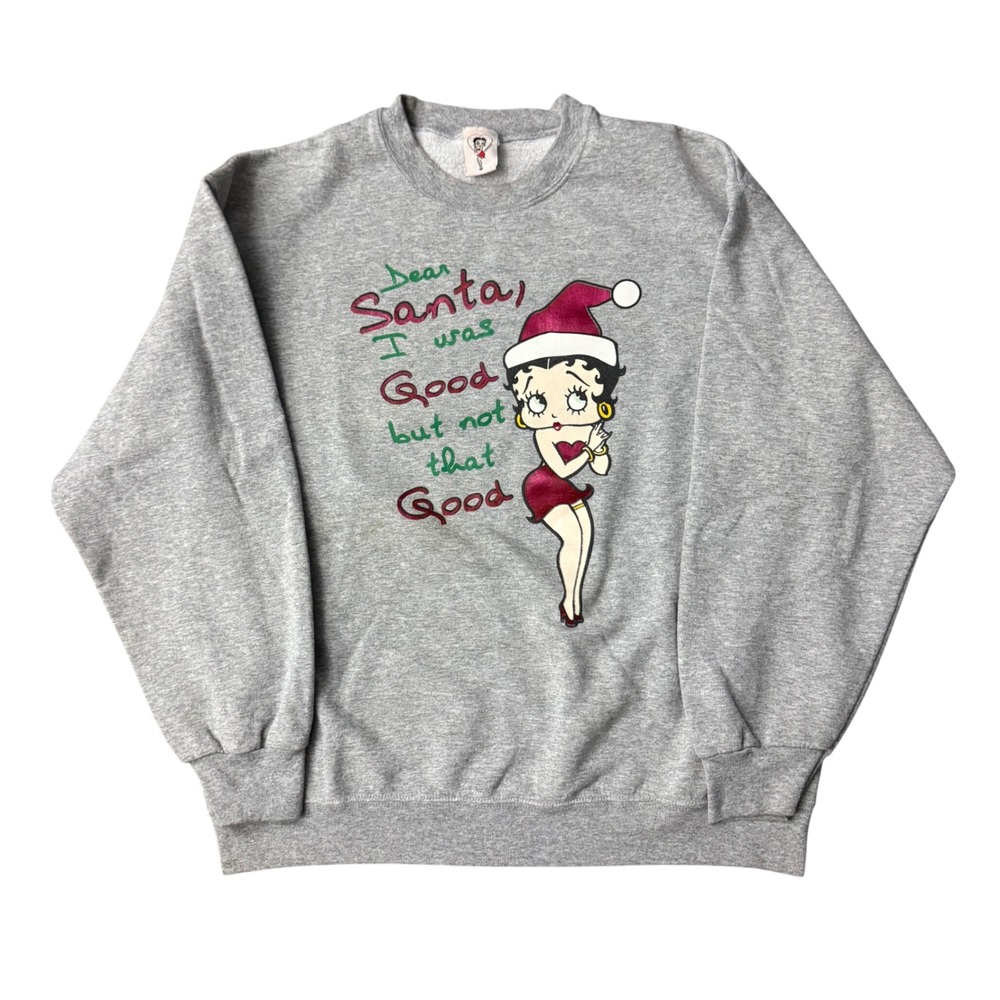 Vintage 2004 Betty Boop Christmas Sweatshirt Dear Santa Y2K Freeze Sz L